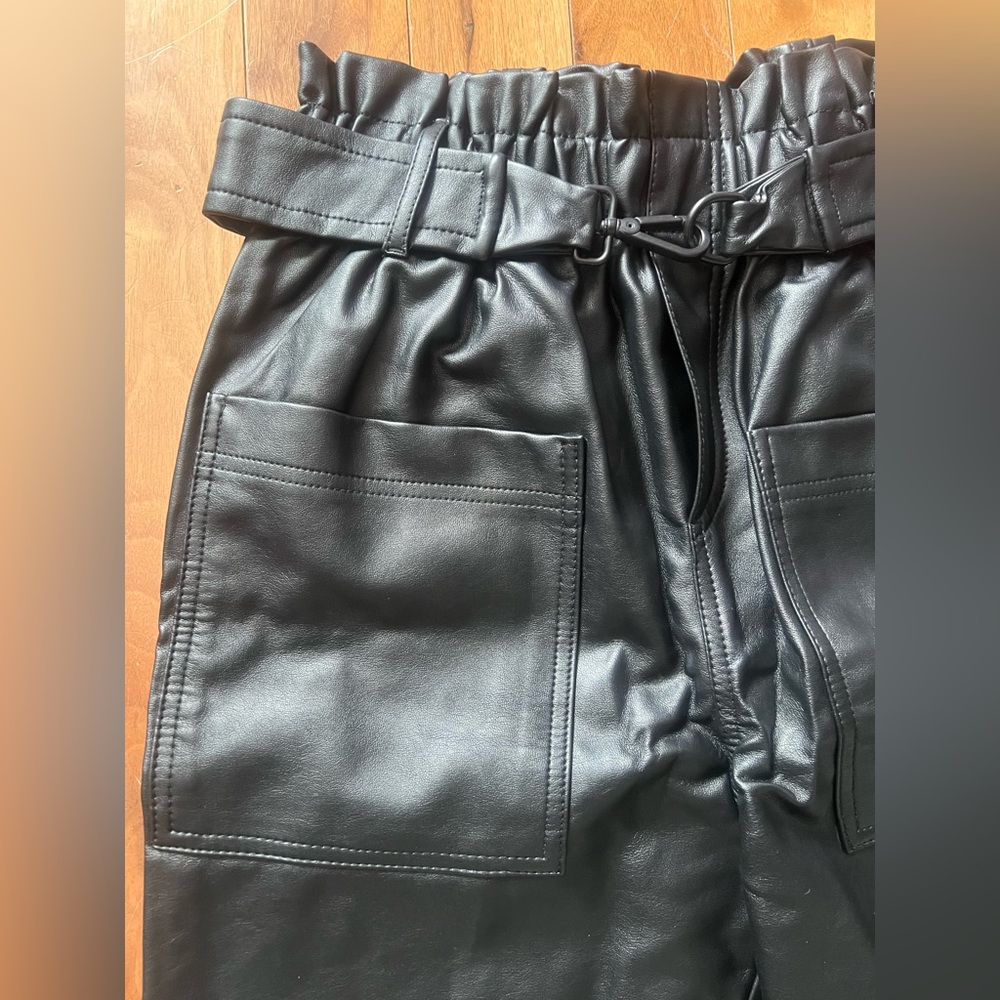 High waist vegan leather pants
